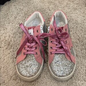 Lola + The Boys Pink and Silver Glitter Kids Sneakers